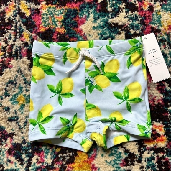 Janie and Jack Lemon Print Swim Shorts NEW - Picture 1 of 4